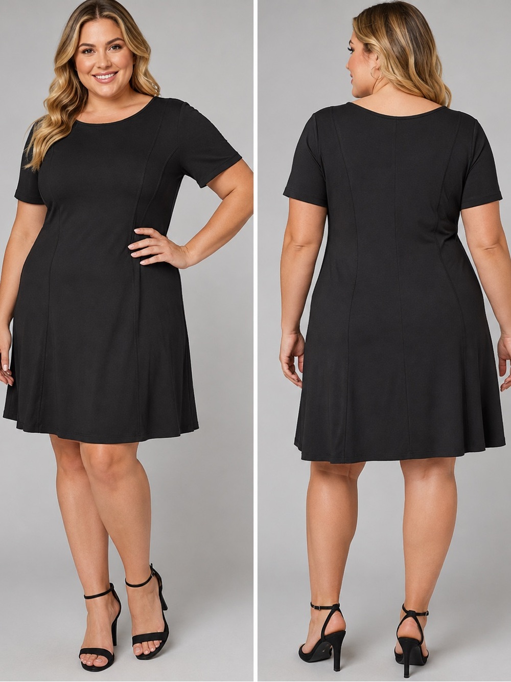 torrid Black Short Sleeve Fit-and-Flare Dress